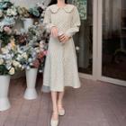 Long-sleeve Collar Floral Midi Dress