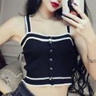 Striped Cropped Knitted Camisole Top