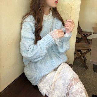 Lace Top / Cable Knit Sweater / Lace Skirt
