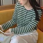 Striped Cardigan Dark Green - One Size