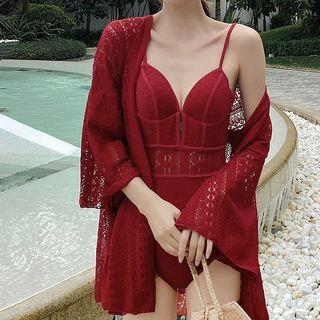Lace Panel Swimsuit / Coverup