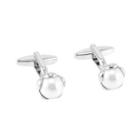 Fashion Elegant Round Pearl Cufflinks Silver - One Size
