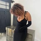 Set: Spaghetti Strap Midi Bodycon Dress + Gloves