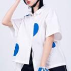 Short-sleeve Asymmetrical Dotted Shirt White - One Size