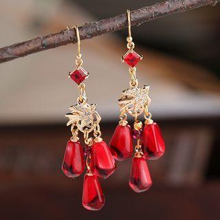 Gemstone Rhinestone Fringed Earring