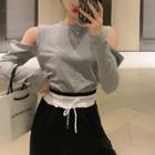 Cutout Long-sleeve Top / High-waist Loose-fit Pants