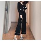 Set: Cardigan + Crop Wide Leg Pants