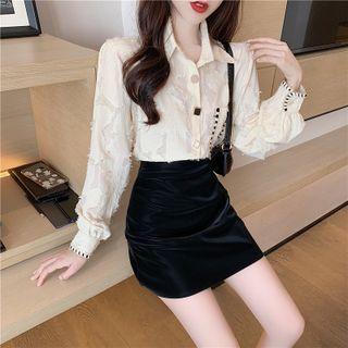 Fringed Shirt / Mini A-line Skirt