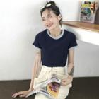 Color-block Short-sleeve Slim-fit T-shirt