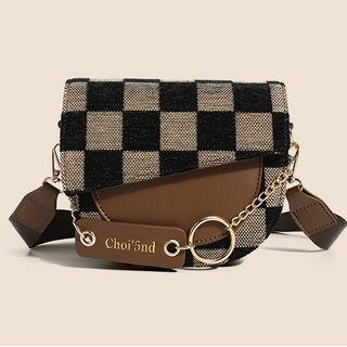 Checkerboard Saddle Crossbody Bag Black - One Size