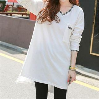 V-neck Dip-back Long Top