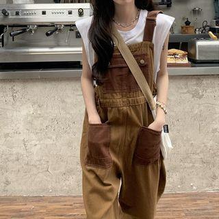 Pocketed Denim Dungaree Pants
