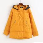 Double-buttoned Hooded Padded Jacket Yellow - M