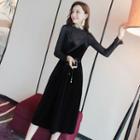 Set: Strappy A-line Midi Dress + Long-sleeve Top