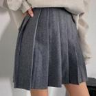 Wool Blend Pleated Miniskirt