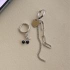 Cherry Heart Asymmetrical Alloy Fringed Earring 1 Pair - Silver - One Size