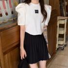 Short-sleeve T-shirt / Mini A-line Pleated Skirt