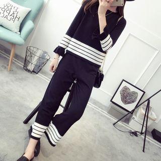 Set: Striped Sweater + Knit Pants