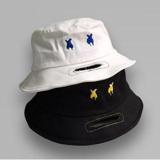 Embroidered Distressed Smiley Bucket Hat