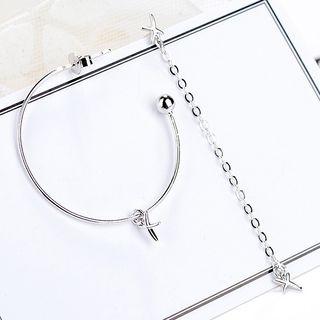 Asymmetric Earring 1 Pair - White Gold - One Size