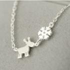 Brushed Deer & Snowflake Pendant Necklace Silver - One Size