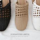 Block-heel Openwork Woven Mules