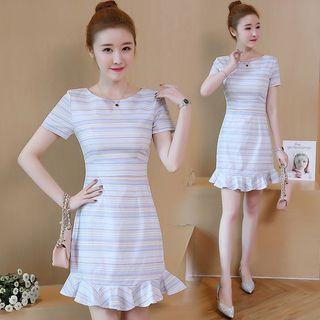 Stripe Short-sleeve Mermaid Dress