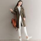 Belted Sleeve Plain Trench Coat