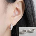925 Sterling Silver Cz Hoop Earring White Gold - One Size
