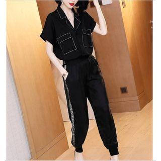Set: Short-sleeve Shirt + Harem Pants