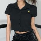 Short-sleeve Embroidered Cropped Shirt