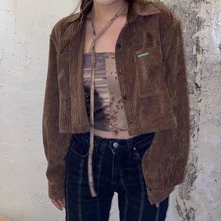 Long Sleeve Corduroy Crop Jacket