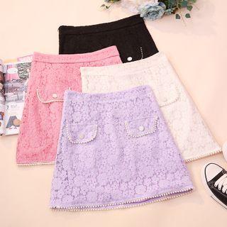 Floral Lace High-waist Skirt