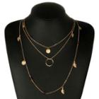 Alloy Leaf & Disc Layered Necklace Gold - One Size