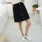 Button-trim A-line Skirt