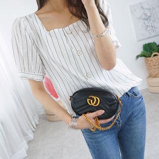 Square-neck Pinstripe Shirt