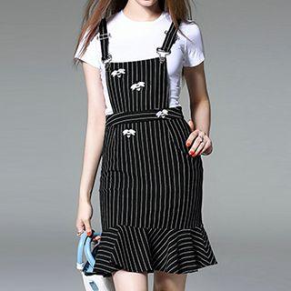 Ruffle Striped Suspender Dress