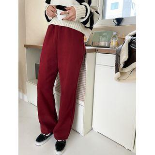 Plus Size Napped Wide-leg Sweatpants