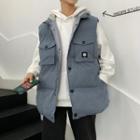 Hooded Buttoned Padded Vest