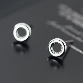 Hoop Ear Stud 1 Pair - S925 Silver - Silver - One Size