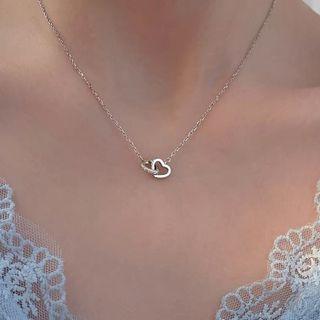 Interlocking Heart Pendant Sterling Silver Necklace 1 Pc - Silver - One Size