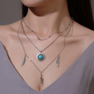 Pendant Layered Necklace 01 - 7159 - One Size