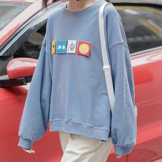 Applique Sweatshirt Blue - One Size