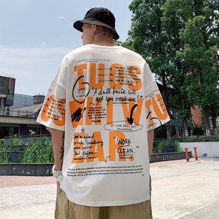 Short-sleeve Letter Back T-shirt