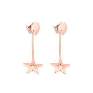 Simple Temperament Plated Rose Gold Star Tassel 316l Stainless Steel Earrings Rose Gold - One Size
