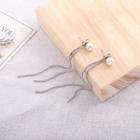 Alloy Faux Pearl Fringed Earring Silver - One Size