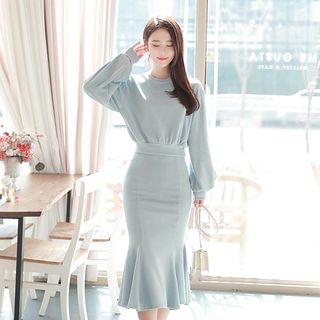 Set: Bishop-sleeve Sweatshirt + Long Mermaid Skirt