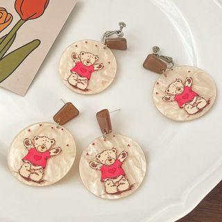 Bear Acrylic Disc Dangle Earring
