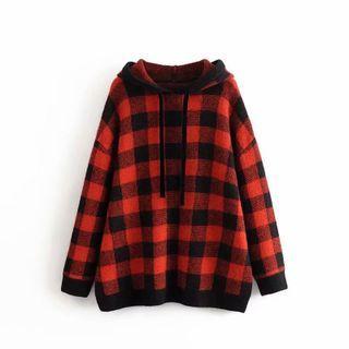 Gingham Check Hooded Sweater