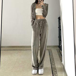 Velvet Zipped Jacket / Sweatpants